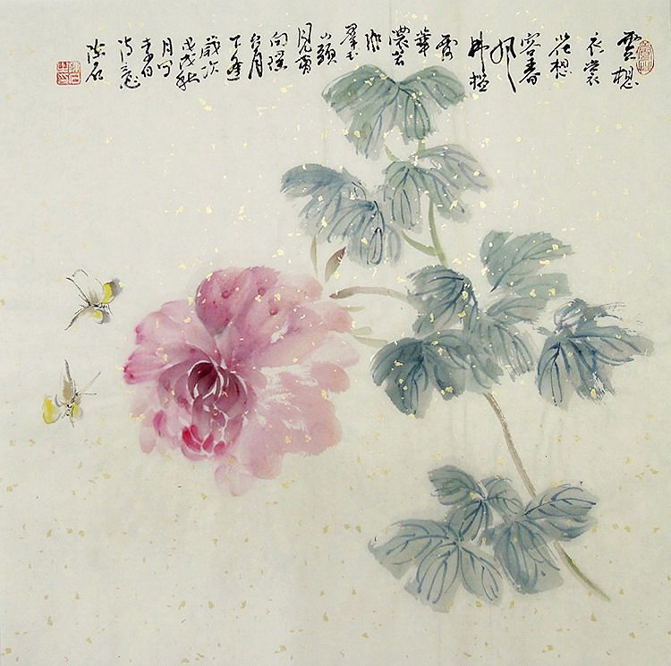 【画艺佳字画书画】c27240陈石纯手绘宣纸花鸟国画.牡丹.三尺斗方
