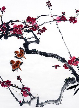 【画艺佳.字画书画】C27000孙艺群纯手绘花鸟国画.红梅.四尺斗方