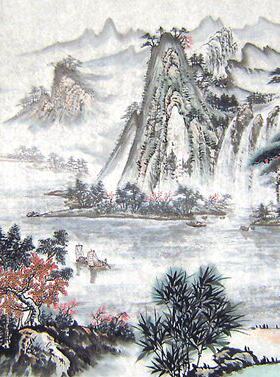 【画艺佳.字画】C16017李明山水国画.手绘风景画.一帆风顺.六尺