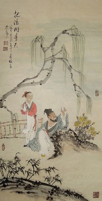 【画艺佳.字画】C19715李春暖.茶文化酒文化手绘人物国画(三尺)