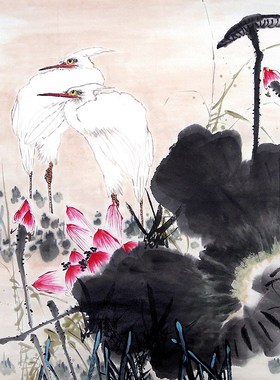 【画艺佳.字画书画】C26969孙艺群纯手绘花鸟国画.荷花.四尺斗方