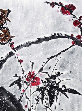 【画艺佳.字画书画】C26929孙艺群手绘花鸟国画.红梅迎春.小三尺