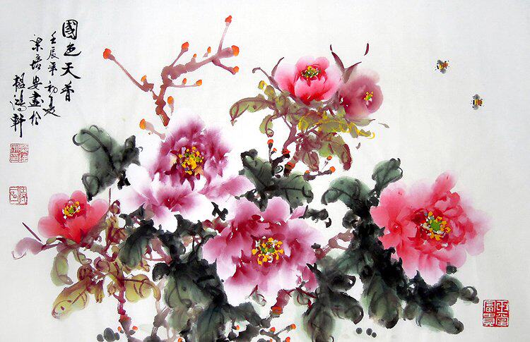 【画艺佳.字画】C20108国画花鸟.手绘精品牡丹.国色天香.四尺开三