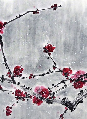 【画艺佳.字画书画】C26903孙艺群纯手绘花鸟国画.红梅.小三尺