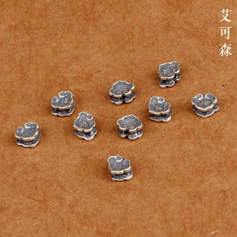 S925银迷你小如意三通背云隔珠散珠泰银吊坠手工DIY饰品配件材料