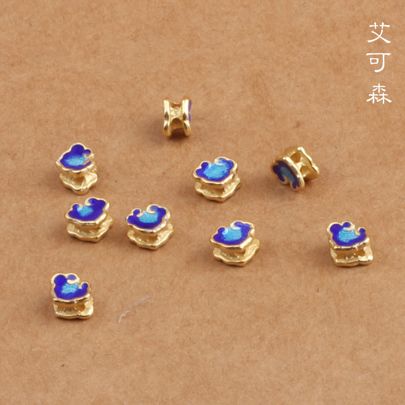 S925纯银烧蓝景泰蓝如意三通隔珠配珠背云diy银镀金散珠文玩配件,饰品/流行首饰/时尚饰品新,其他DIY饰品配件,淘宝优惠券,粉丝福利购,淘宝优惠卷