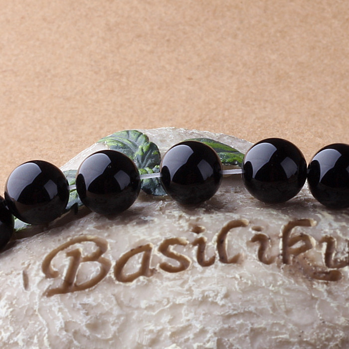 diy黑玛瑙水晶手串半成品散珠