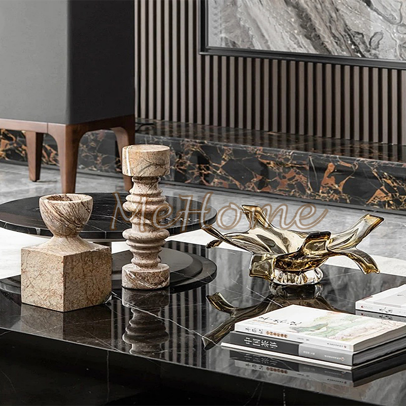 新中式侘寂风样板房客厅软装配饰