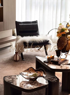 中古风诧寂风样板间民宿酒店别墅客厅茶几上软装配饰组合花瓶摆件