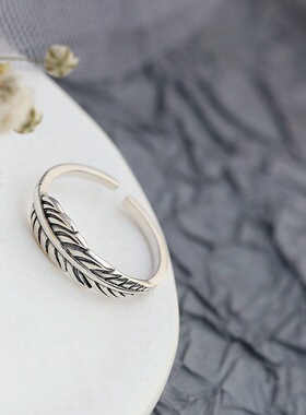 宫廷复古做旧手工银戒指女士开