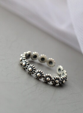 手工做旧复古开口925纯银戒指