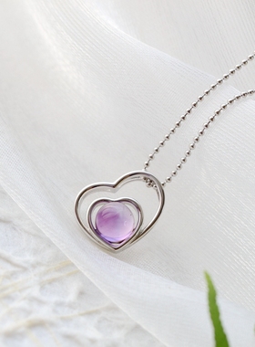 可送女友925纯银吊坠爱心项坠