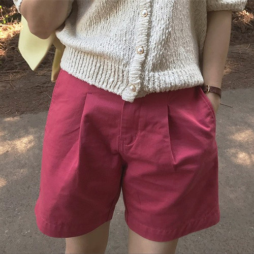 高腰sienne休闲韩国粉色短裤