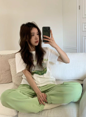 现货博主同款fure韩代24ss绿野仙踪油画风印花短袖T恤