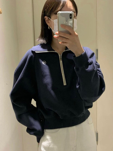 高克重recto半拉链翻领卫衣
