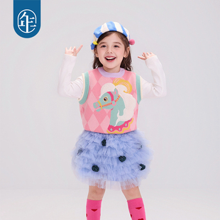 【加V给优惠】年衣童装针织马甲男女童上衣新中式特马头针织马甲