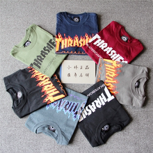美国购回Thrasher Flame火焰T恤短袖打底衫情侣款焰火纯棉滑板TEE