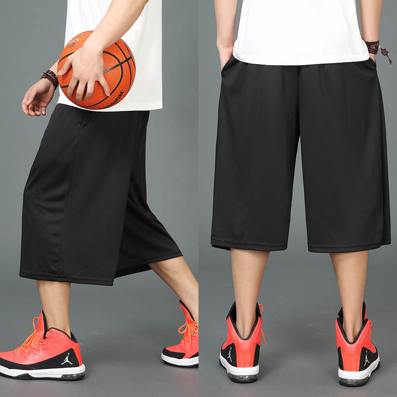 夏季薄款篮球裤加肥加大码运动中裤男士透气宽松短裤五分裤大裤衩