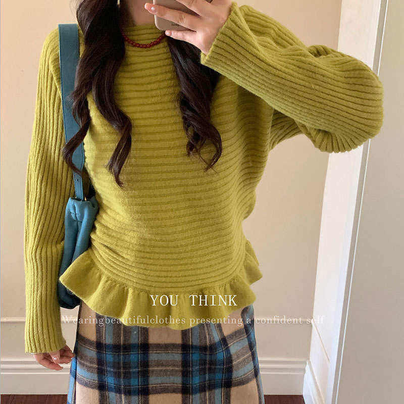 韩版高级think冬季韩系休闲舒适设计感下摆针织毛衣女1631套头20,女装/女士精品,毛衣,淘宝优惠券,粉丝福利购,淘宝优惠卷
