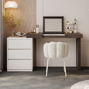 唐妆奁实木梳妆台斗柜一体卧室转角隐藏镜子小型翻盖烤漆化妆桌