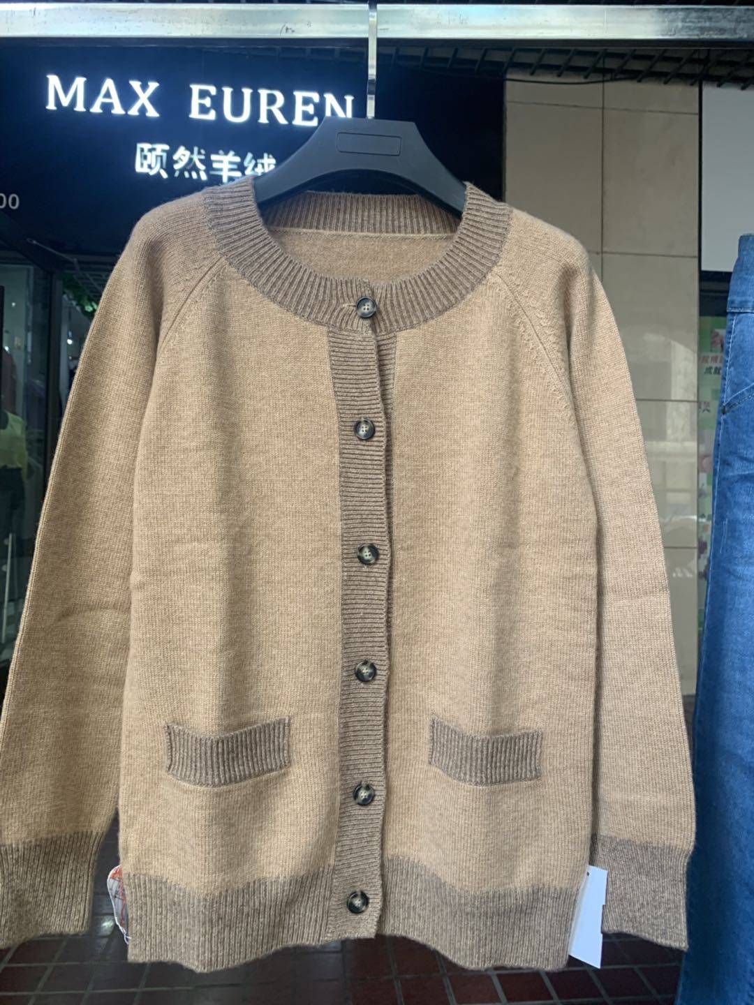 出口订单剩余 双股 女士 羊绒衫50%山羊绒50% 羊毛外套开衫毛衣