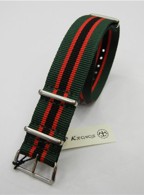 20mm22mm24mm NATO 北约帆布尼龙表带 深绿间红黑色 合适潜水手表
