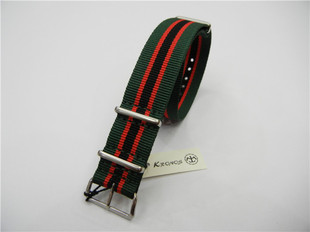 20mm22mm24mm NATO 北约帆布尼龙表带 深绿间红黑色 合适潜水手表