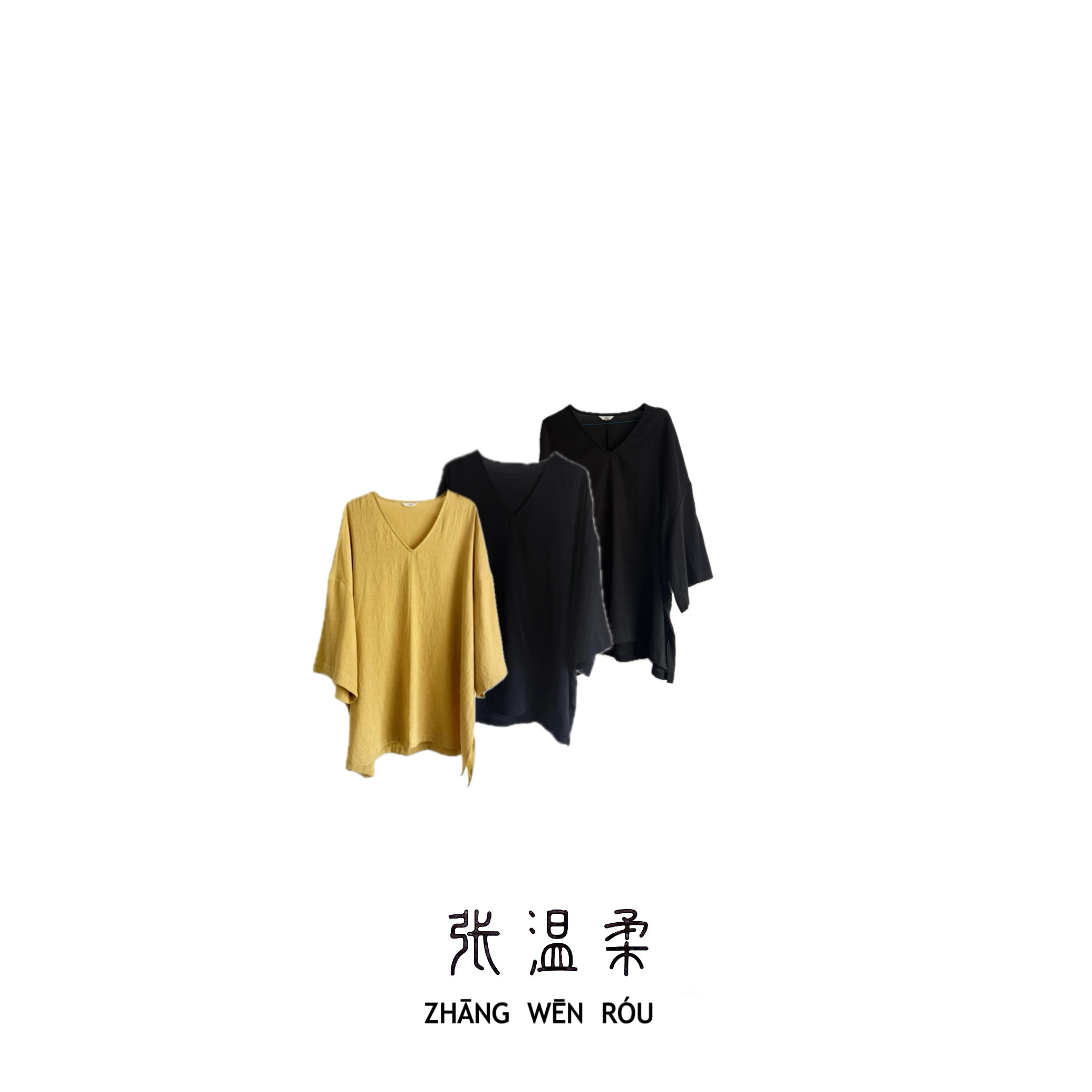 張溫柔|醋酸亚麻阶梯长袖连衣裙连衣裙