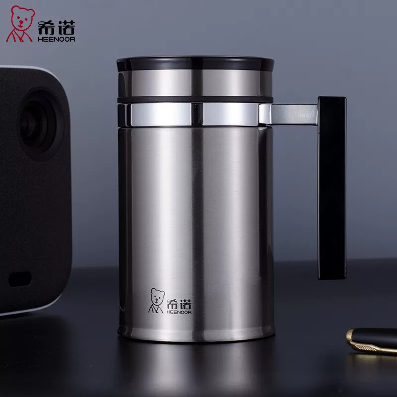 希诺不锈钢保温杯商务办公泡茶杯双层真空带手柄送礼水杯