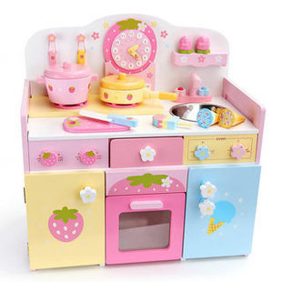 过家家草莓彩色时钟仿真豪华厨房