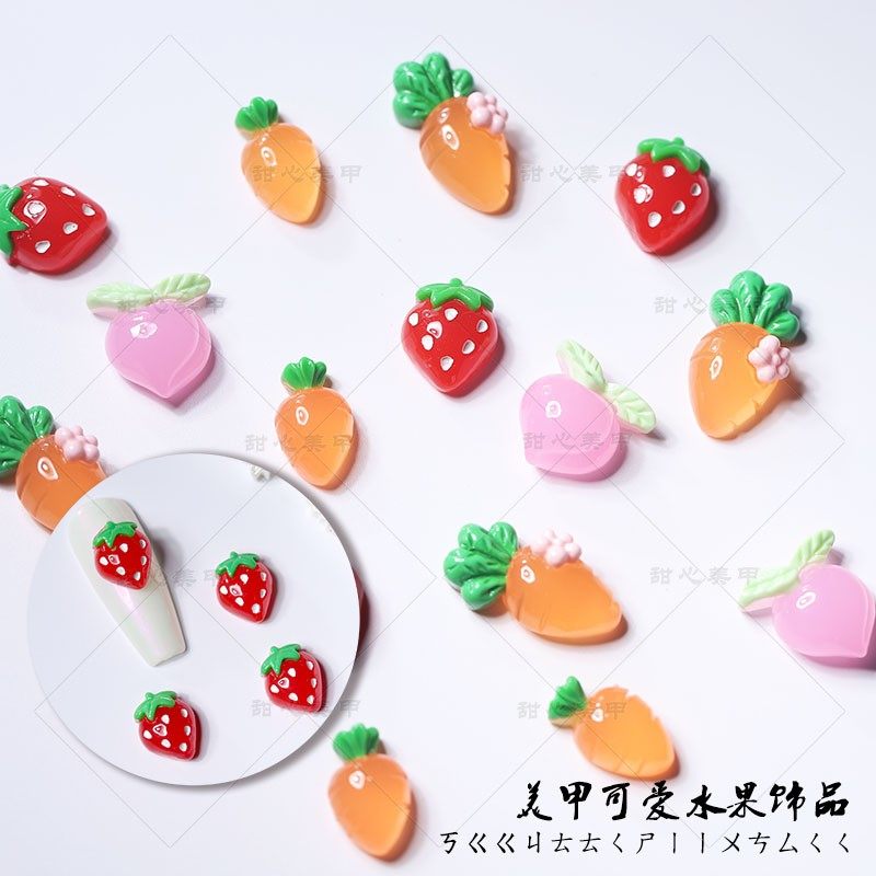 美甲透色树脂水果系列 夏日可爱甜心草莓菠萝穿戴甲工具指甲贴