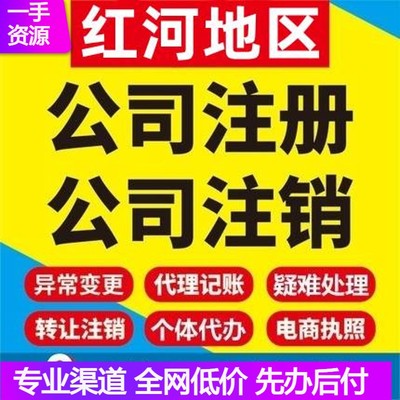 西安红河公司注册河口绿春金平个体工商营业执照代办注销电商变更