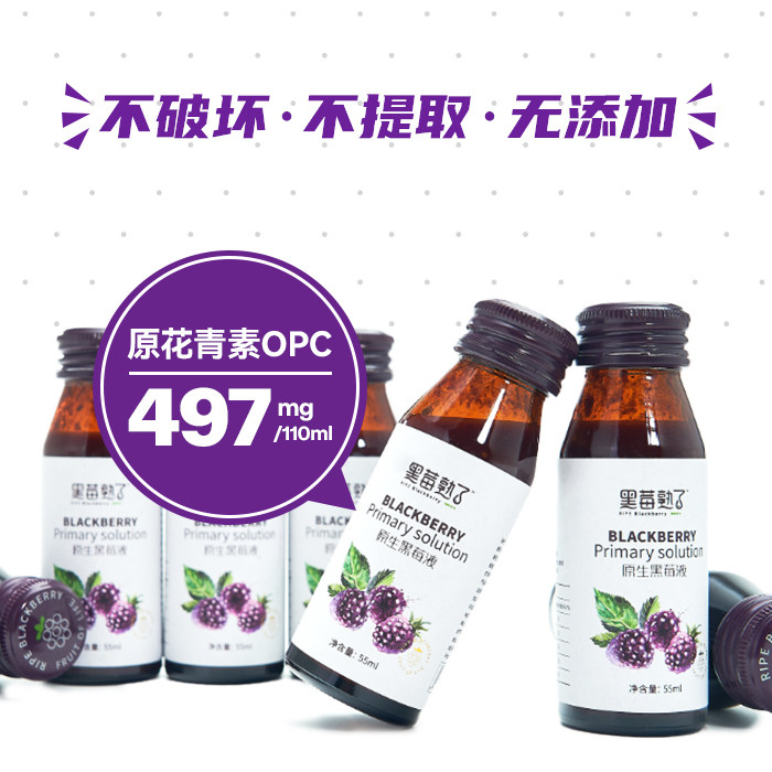 黑莓熟了黑莓原浆富含花青素无蔗糖45种营养素含籽原液果汁饮料