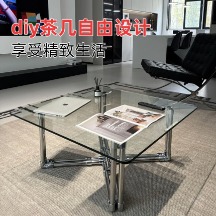 25mm不锈钢管加厚连接件双管平行二通接头DIY茶几快速连接固定件