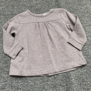 法单纯原初生婴儿女宝宝单层棉圆领长袖罩衫T恤上衣外套 3-6个月