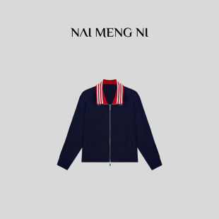 28HH0160 上衣 王火火&设计师新款 复古条纹休闲拉链开衫