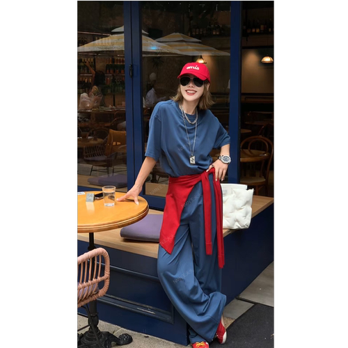 王火火&设计师新款通勤显瘦夏季松弛女士卫衣套装 28HH0315