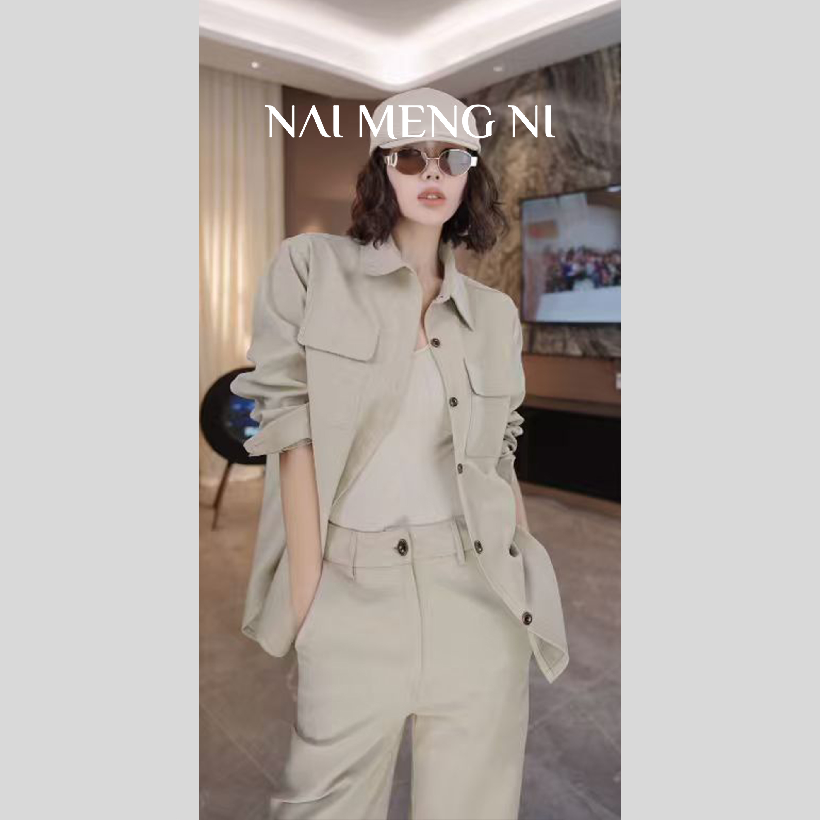 王火火&设计师新款通勤百搭新款帅气猎装夹克套装 26N65871