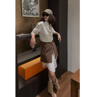 28HH0211 衬衫 王火火&设计师时尚 竖条纹防晒宽松慵懒垂感长款