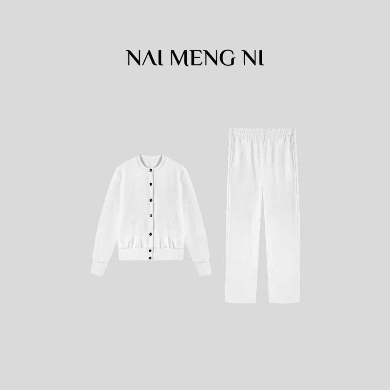 王火火&设计师新款时尚圆领长袖开衫百搭套装 28HH0108