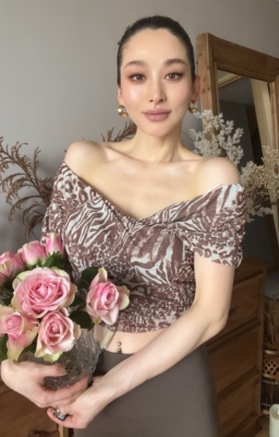 外贸原单欧美风弹力网纱豹纹印花一字领女款修身显瘦性感短款上衣