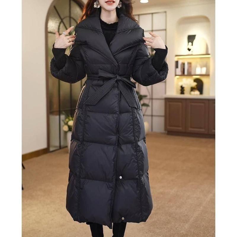 时尚翻领羽绒服女冬季新款洋气百搭中长款超厚保暖外套女