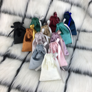 新款首饰珠宝袋丝绒小布袋锦囊礼品包装口红充电器丝带抽绳束口袋