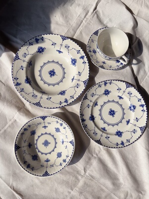 MoonRiver唐纹花草牛排盘米饭碗面碗咖啡杯加碟中西餐菜盘