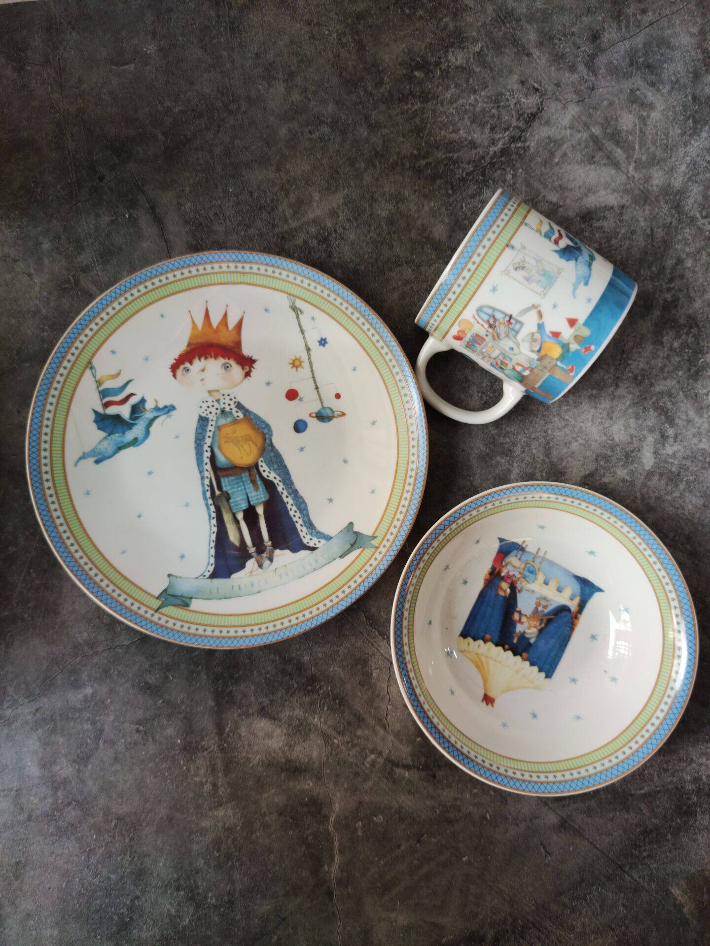 一人食早餐盘KIDS小公主王子餐具套装礼物下午茶西餐盘奶杯谷物碗