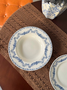 釉下彩法式复古青花瓷餐盘中古风甜品盘蛋糕盘早餐盘西餐盘骨碟