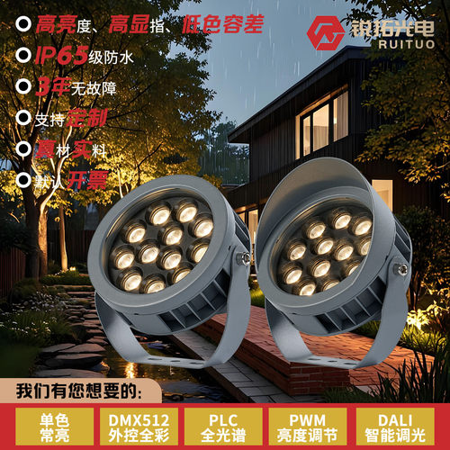 DMX512外控全彩投光灯照树灯锐拓