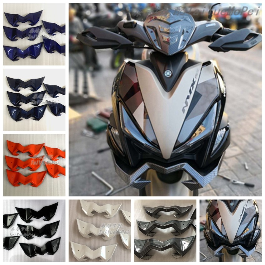 适用于雅马哈 aerox155 nvx155 改装大灯下唇碳布纤维大灯下前铲