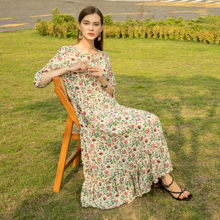 真丝连衣裙女2022年春装新款宽松中长款拼接桑蚕丝裙子