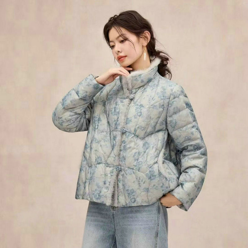 [鹅绒]卡米兰立领白鹅绒羽绒服女2025冬季新款洋气保暖羽绒外套